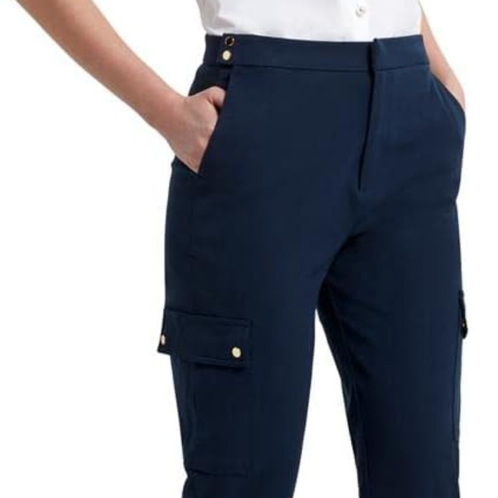 H Halston Power Stretch Twill Cargo Pant women's medium black‎